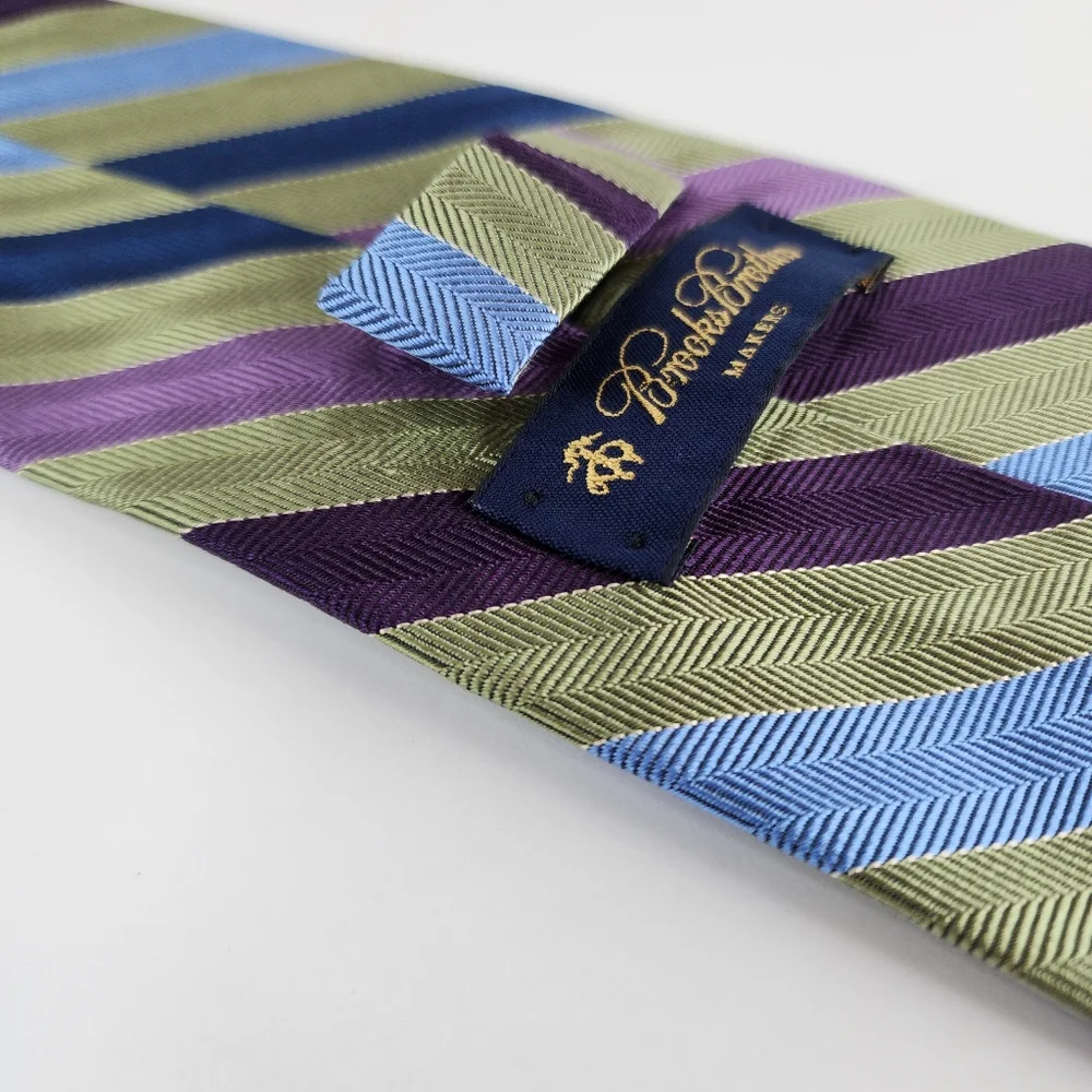 BROOKS BROTHERS MAKERS Green, Blue,Purple Stripe Tie.